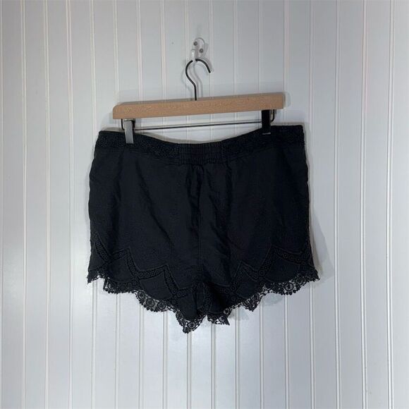 Jolt Black Embroidered Lace Trim Shorts XL Cotton Scallop Hem Boho Festival - Picture 2 of 6
